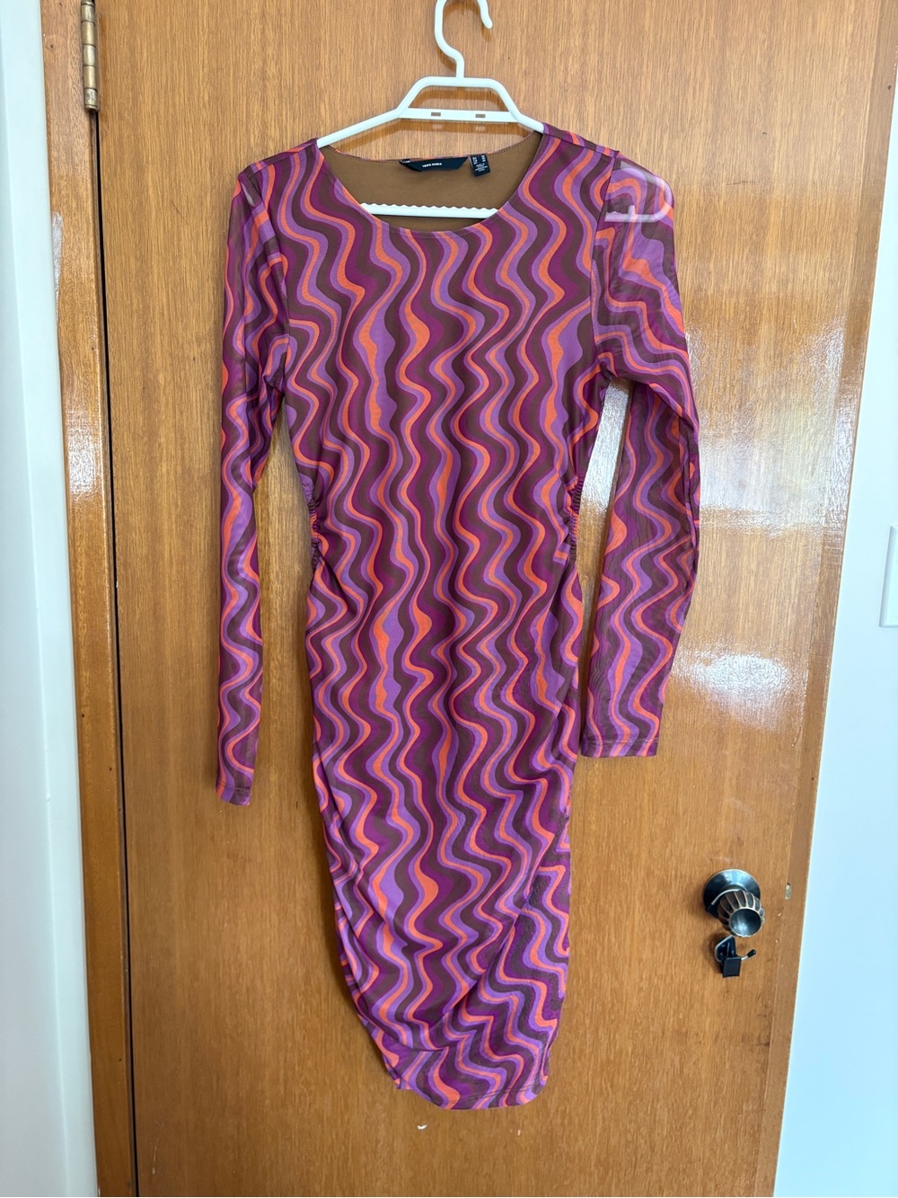 Women’s Wave-Print Long Sleeve Bodycon Dress